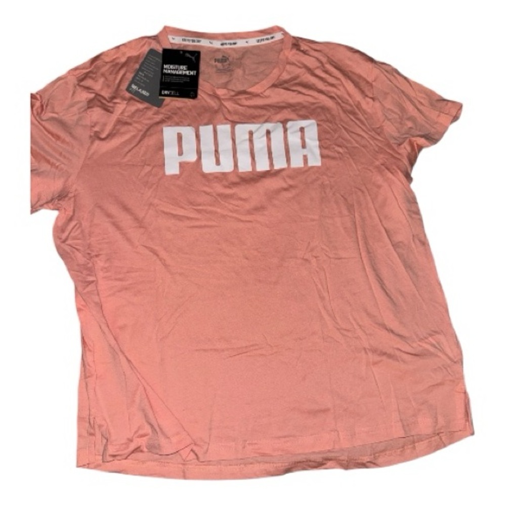 Puma Women's Light Pink Graphic Logo Short Sleeve Tee